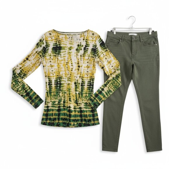 V Cristinia Top XL & Olive Green Leggings Large - Picture 9 of 9